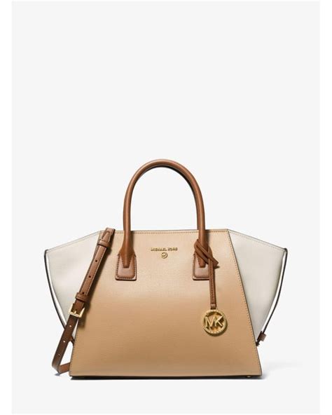 michael michael kors avril large pebbled leather top-zip satchel|michael kors avril satchel.